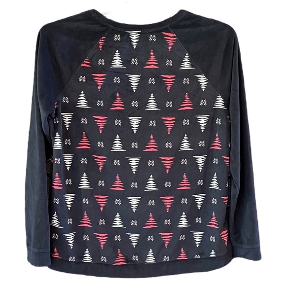 Sonoma Size M Velour Pajama Set Long Sleeve Navy Pink White - Picture 3 of 4